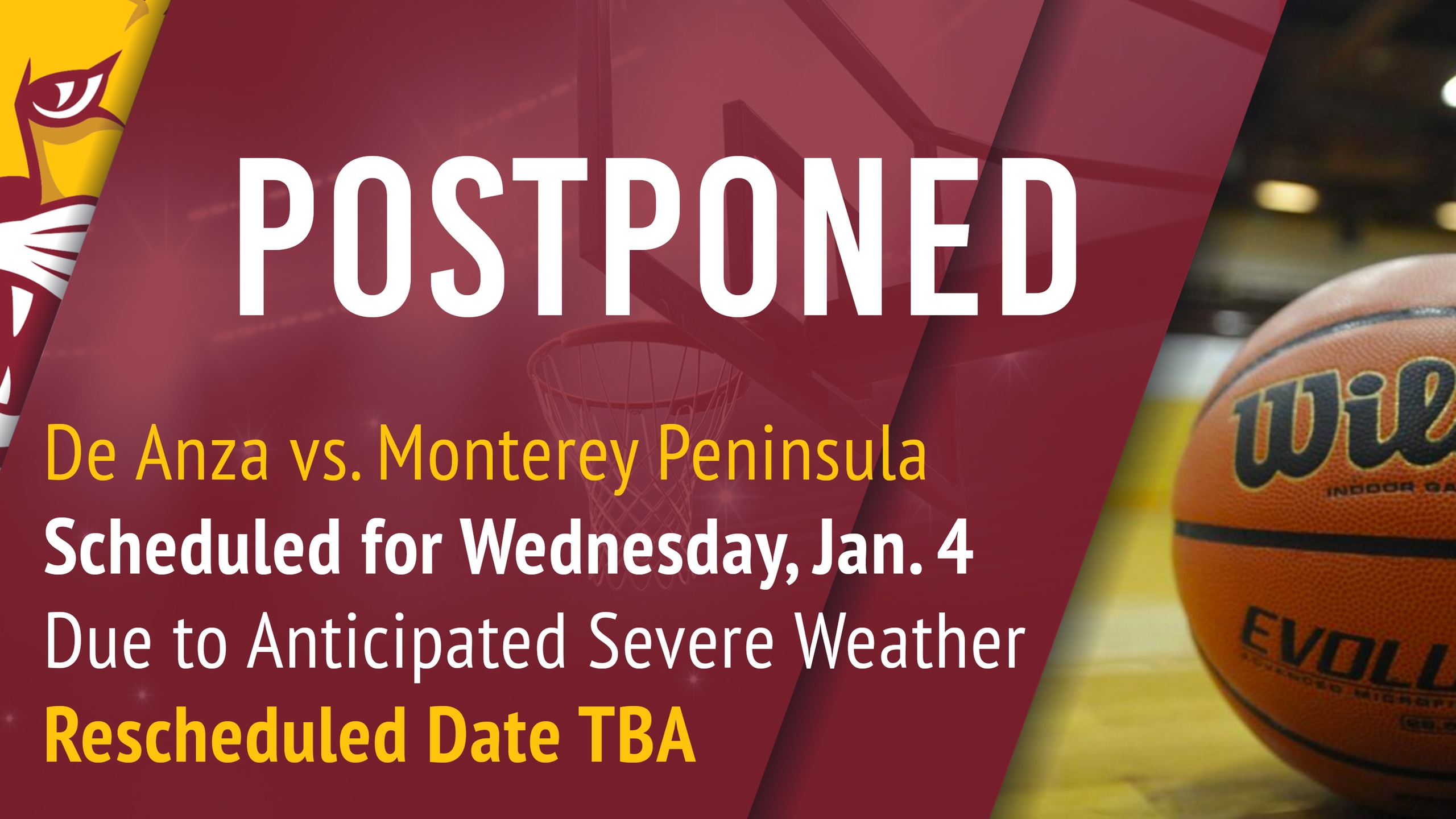 Jan. 4 Game Postponed